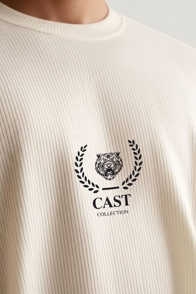 NO 601 Men's Ribbed Soft Oversize Cast Collection Printed Tshirt