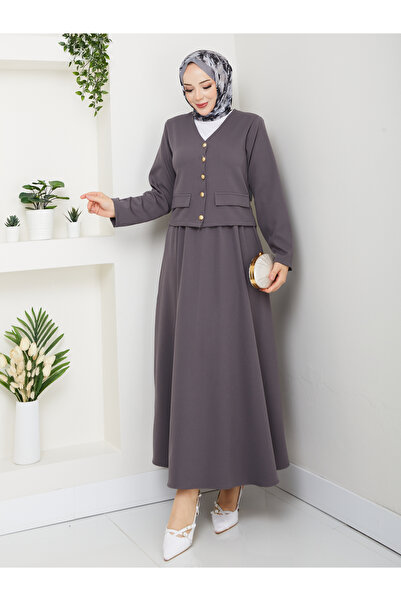 modapark.ist Γυναικείο Σετ Φούστα με Κουμπιά και Τσέπες με Στολίδι