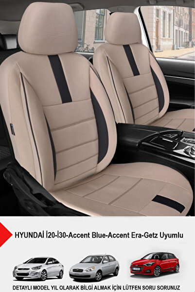 GM-DESIGN Onyx Beige Tay Feather Auto Seat Cover (Compatible with Hyundai̇ İ20-İ30-Accent-Blue-Era-Getz)