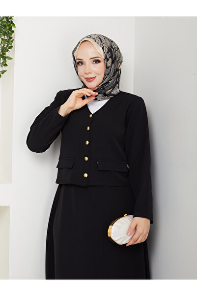 modapark.ist Kadın Süs Cepli Düğmeli Etekli Takım