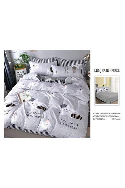 CHIRASO 4 Piece Bedding Set, Satin Cotton Sheet 240x250cm, Duvet Cover 200x230cm, 2 Pillowcases