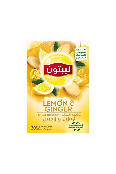 Lipton Lemon Ginger Herbal Infusion Tea 20 Teabags Naturally Caffeine Free Soothing Citrus Spice