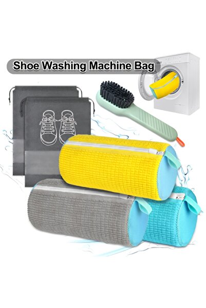 pratikus 3-Piece Shoe Washing Set – Zippered Washing Bag, Carrying Bag and Cleaning Brush