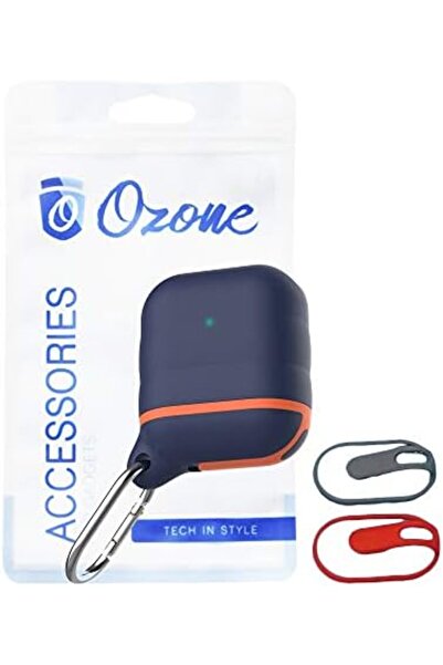 O Ozone جراب أوزون سيليكون AirPod مع خطاف وحزامين وغطاء واقٍ لـ AirPod 1 / Ai...