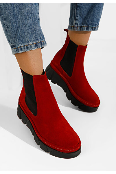 B T Shoes Červené dámské chelsea boty Avelyn V2