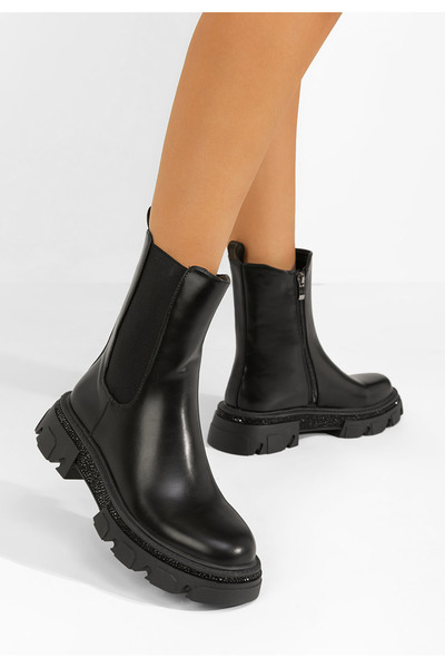 B T Shoes Μποτάκια Chelsea γυναικεία Adelsa Μαύρα