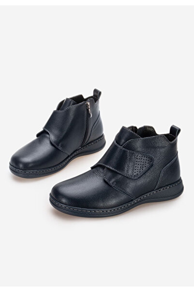 B T Shoes Tmavě modré kožené kotníkové boty Roja