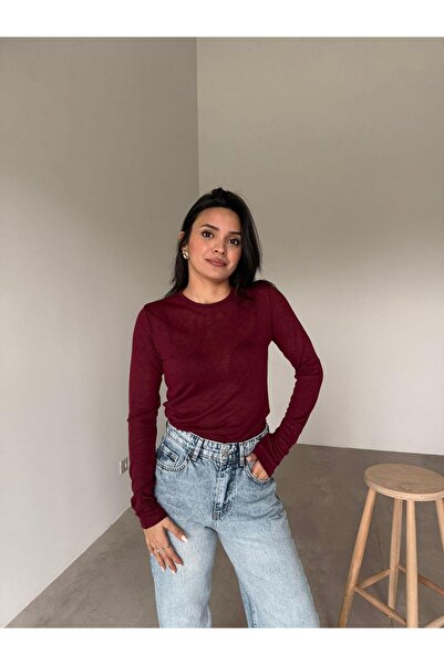 Bade Butik Bluză transparentă Burgundy basic