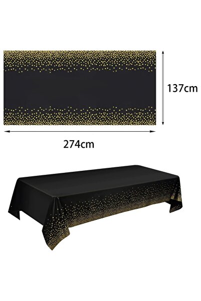 Flippy Τραπεζομάντιλο, Flippy, PEVA, Χρυσό Πουά, 137 x 274 cm, Αδιάβροχο, Ανθεκτικό στους λεκέδες, Μαύρο