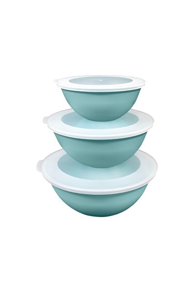 CERONNI Lunar Bowl with Lid Set of 3 3Lt 2Lt 1Lt Turquoise