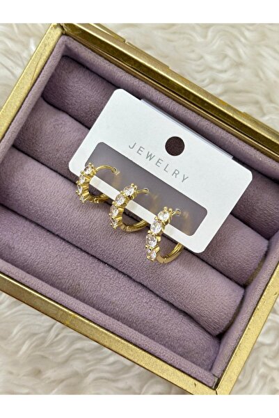 BY YASİN TOPÇU خاتم ثلاثي لامع من الذهب بتصميم باغيت ومستدير