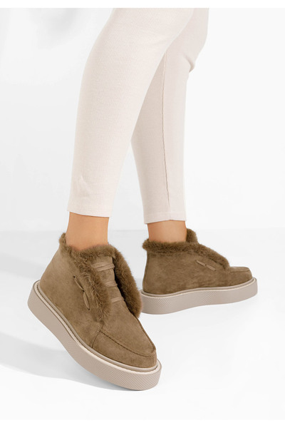 B T Shoes Χειμερινά Αρβυλάκια γυναικείες Hazey χακι