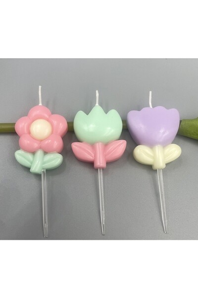 Flippy Set of 3 Candles Flippy, Flower Theme, Model 1, Paraffin, Multicolor