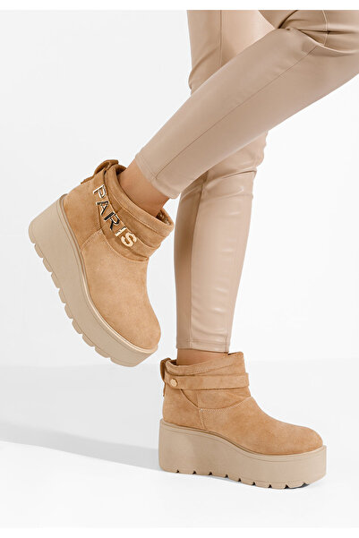 B T Shoes Khaki kotníkové kozačky na platformě Alrima