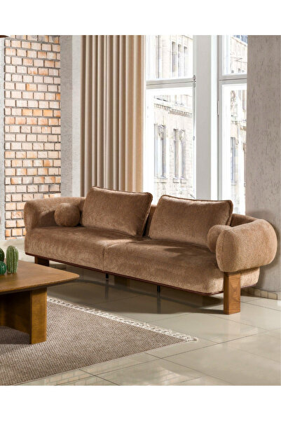 Velura Home & Living Bella Bohem Üç Adet Üçlü Kanepe & 3'lü Koltuk (3+3+3) - Kahve