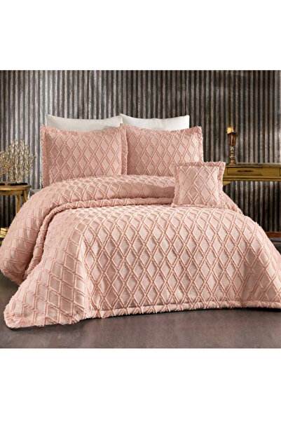 GOLDEN HOME مفرش سرير مزدوج مقاس 260 × 270 سم ووسادتين ووسادة زخرفية واحدة