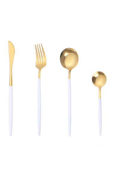 awwaline Set tacamuri 24 piese stil portughez, awwaline, alb, otel inoxidabil