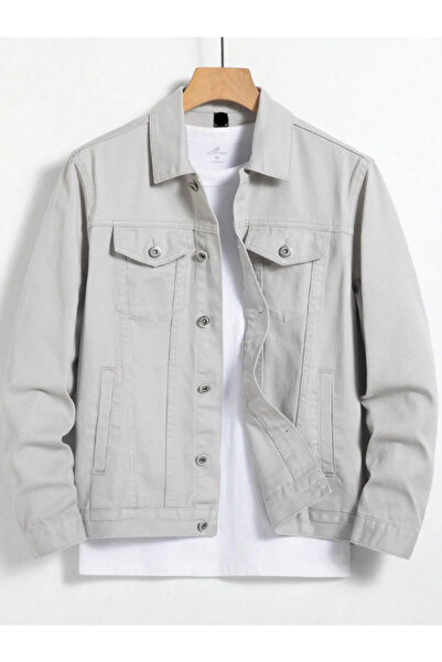 Wkm Denim سترة جينز رجالية عادية قياسية بأزرار وجيب