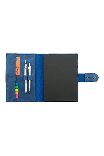 twingold A5 Notebook and Agenda Cover - 100% Rainbow Leather - Ko10001 - Saks Blue