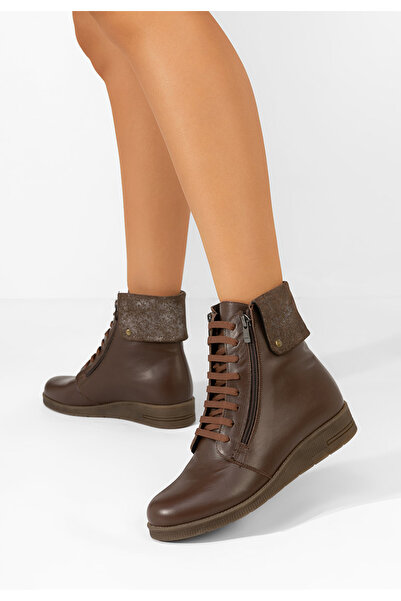 B T Shoes Γυναικεία δερμάτινα μποτάκια Monserrate καφε