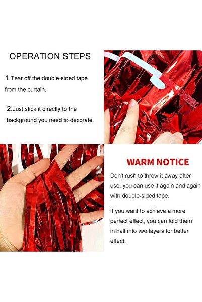 Flippy Fringe Curtain, Flippy, Party Decor Pattern, for Photo Background, Colorful, Size 100x200 cm, Red