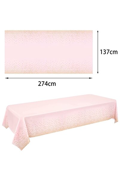 Flippy Τραπεζομάντηλο, Flippy, PEVA, Χρυσό Πουά, 137x274 cm, Αδιάβροχο, Ανθεκτικό στους λεκέδες, Ανοιχτό Ροζ