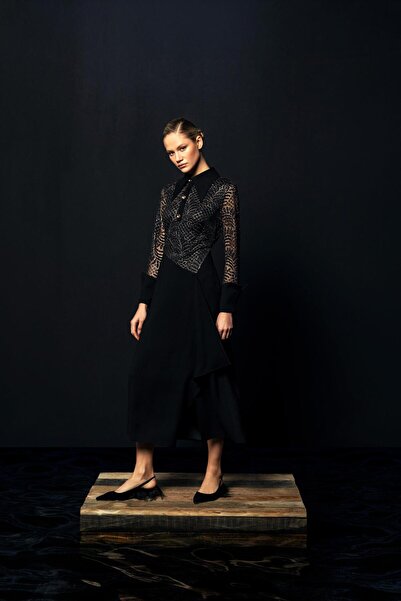 KAMEYA TRANSPARAN DETAYLI ELBİSE 26W40810