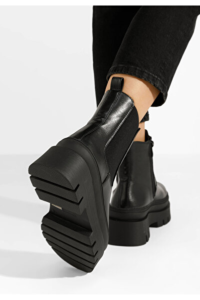 B T Shoes Μποτάκια Chelsea γυναικεία Solia Μαύρα