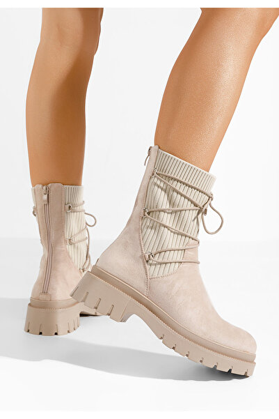 B T Shoes Γυναικεία μποτάκια Arlene μπεζ