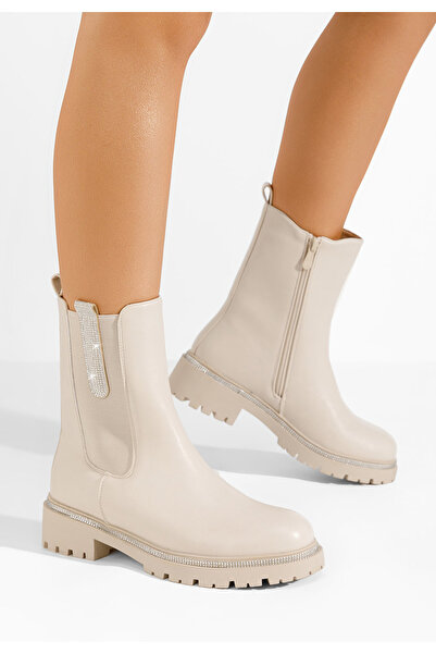 B T Shoes Μποτάκια Chelsea γυναικεία Nellie μπεζ