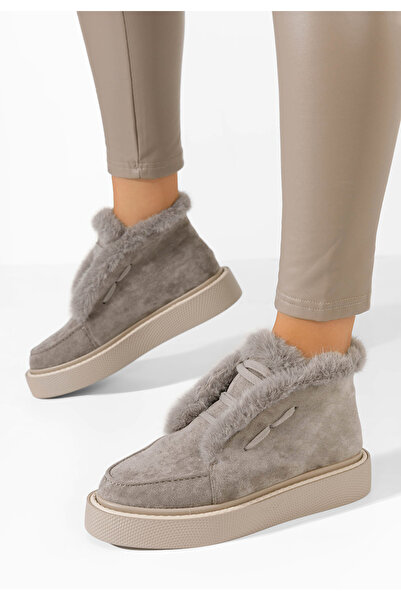 B T Shoes Women's fur boots Hazey gray