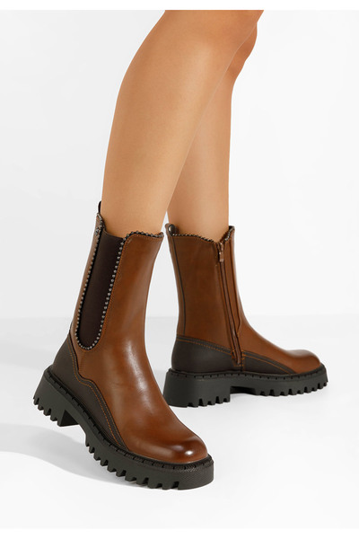 B T Shoes Γυναικεία μποτάκια Pertosa καφε