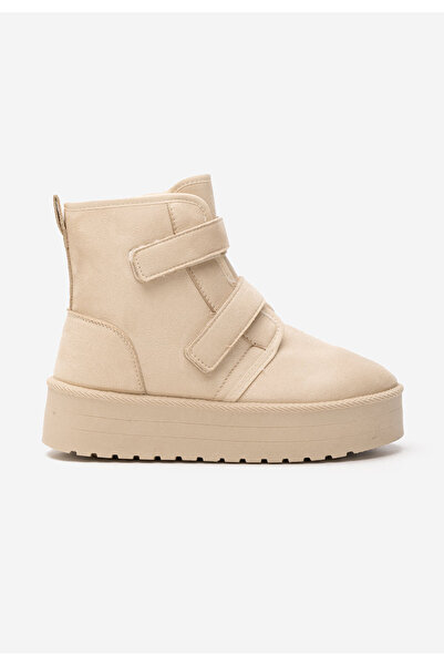 B T Shoes Béžové kotníkové kozačky na platformě Dagmar