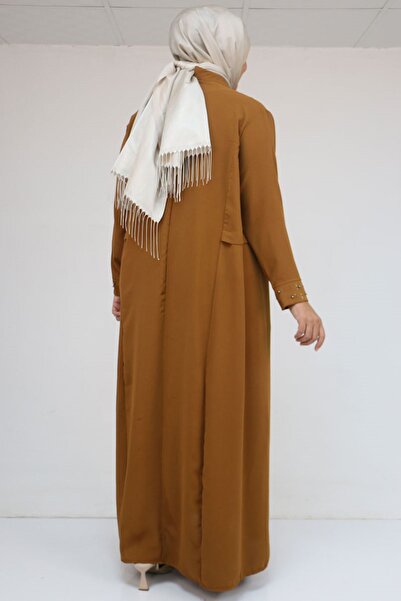 Eslina 52013 plus size stone detailed crepe dress - mustard