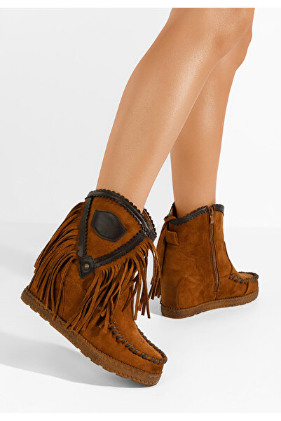 B T Shoes Camelové mocc kozačky Irya