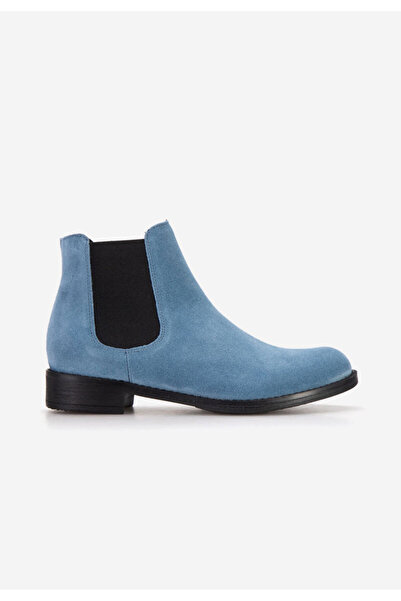 B T Shoes Γυναικεία δερμάτινα μποτάκια Campina V2 μπλε