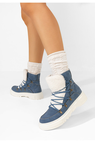 B T Shoes Reatha women's blue fur boots