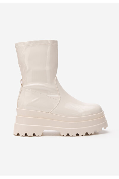 B T Shoes Béžové kotníkové kozačky na platformě Anndrea