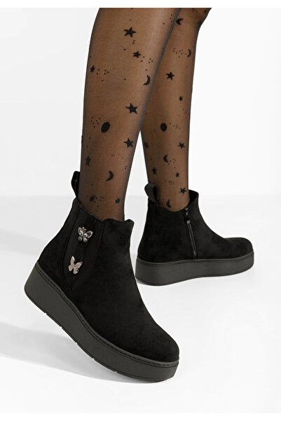 B T Shoes Mποτάκια πλατφόρμα Trena Μαύρα