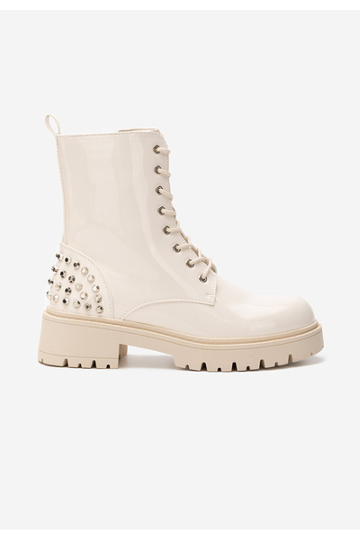 B T Shoes Béžové kotníkové kozačky na platformě Erminia