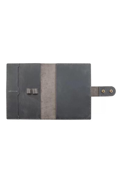 twingold A5 Notebook and Agenda Cover - 100% Crazy Leather - Ko10003 - Anthracite