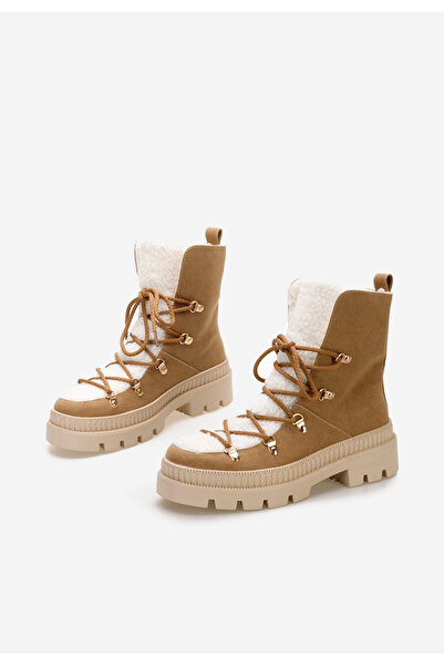 B T Shoes Khaki kotníkové zimní boty Winfrey