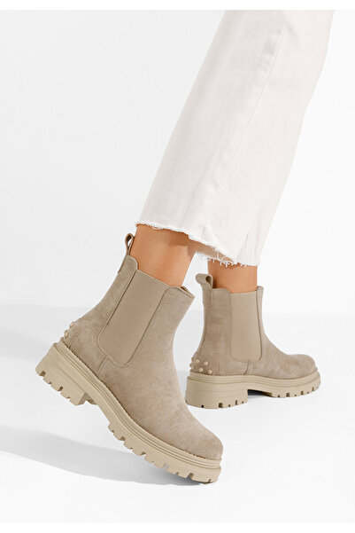 B T Shoes Μποτάκια Chelsea γυναικεία Sallia μπεζ