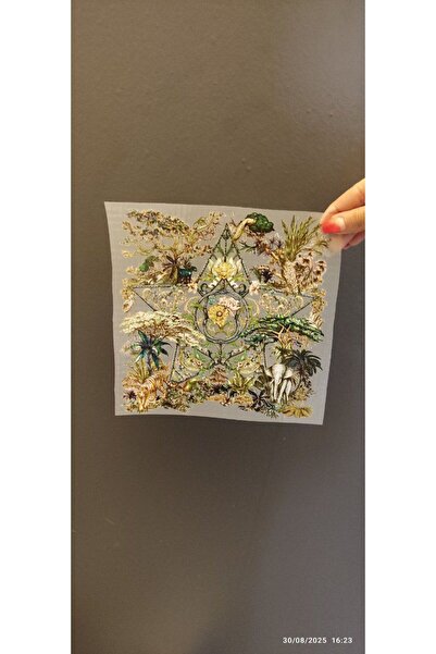 Gönülden Tasarım ARMA DE TRANSFER DE ȚESUT CU STEREOLOGIE CU STELE ȘI FLORI, 21X21 CM