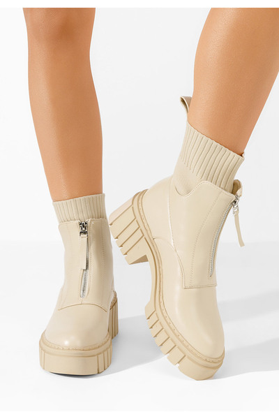 B T Shoes Γυναικεία μποτάκια Tilda μπεζ