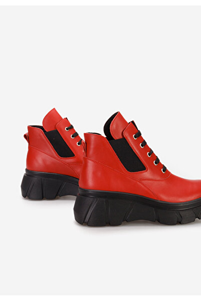 B T Shoes Červené kožené kotníkové boty Melba