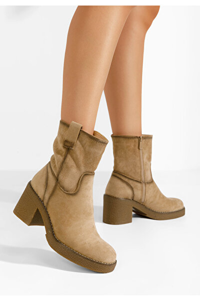 B T Shoes Γυναικεία Μποτάκια Kandy μπεζ