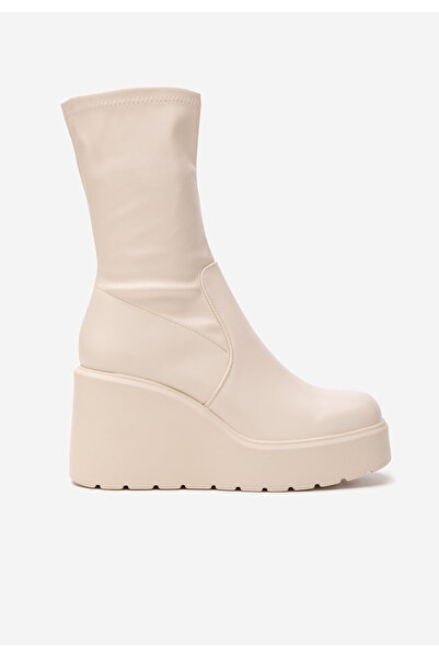 B T Shoes Béžové kotníkové kozačky na platformě Rozlin V2