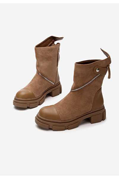 B T Shoes Γυναικεία μποτάκια καφε Diezma