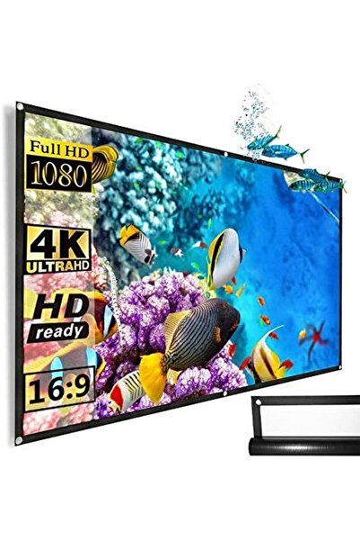 Wownect 4k Projector Screen Roll [ 84 Inch ] 16:9 PVC Fabric Rollable Full HD Projection Screen for